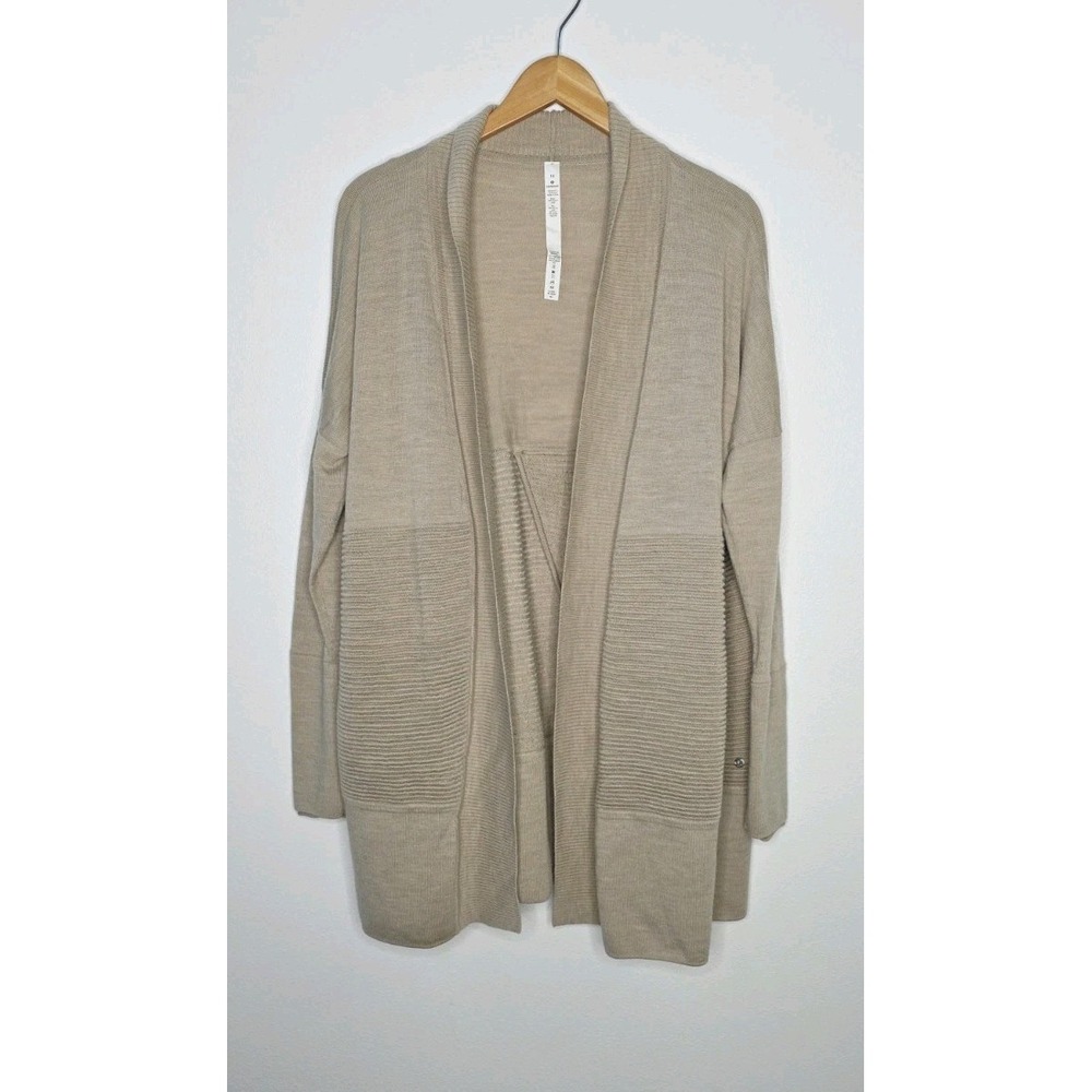 Lululemon Sit In Lotus Merino Wool Open Front Cardigan Sweater Women's Size 10